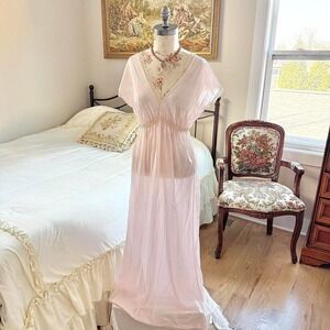 70s pink lace nightgown Avon Softness size small